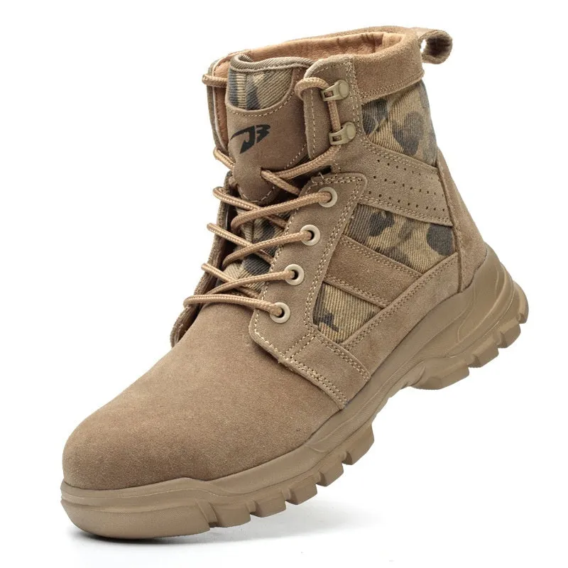 Men's high ankle safety boots with steel toe, black colour, lace-up closure, and EVA rubber sole