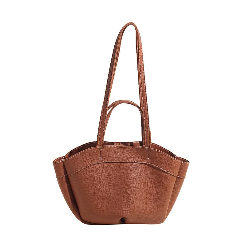 PU large capacity bucket shape tote handbag for women available in black white red brown