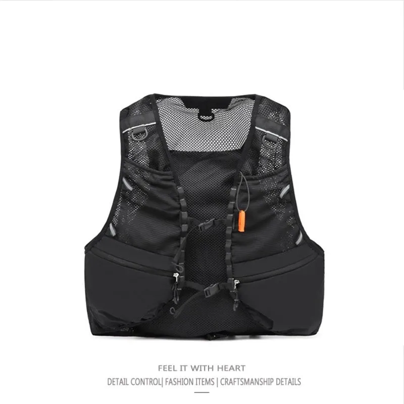 Men's cotton fishing vest and backpack combo in black, loose fit for outdoor sports