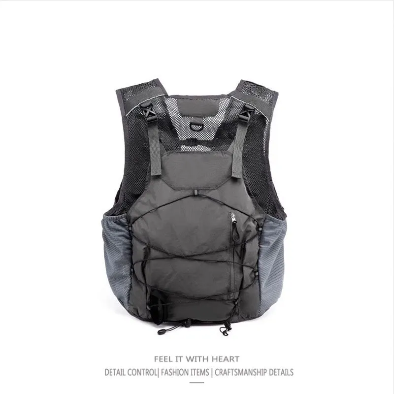 Men's cotton fishing vest and backpack combo in black, loose fit for outdoor sports