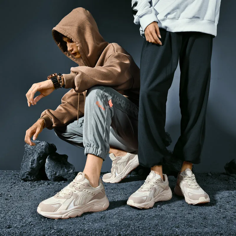 Fashionable all-match platform shoes with suede PU leather upper, flat heel, round toe, in beige and black, sizes 36-46