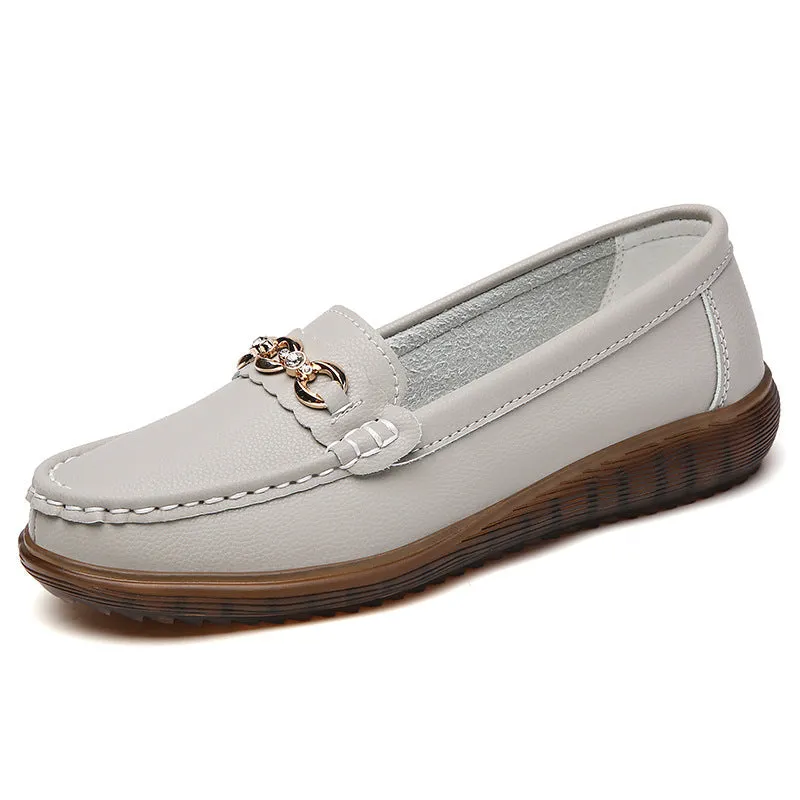 Tendon bottom flats non-slip soft sole round toe low heel 1-3cm women's casual shoes black