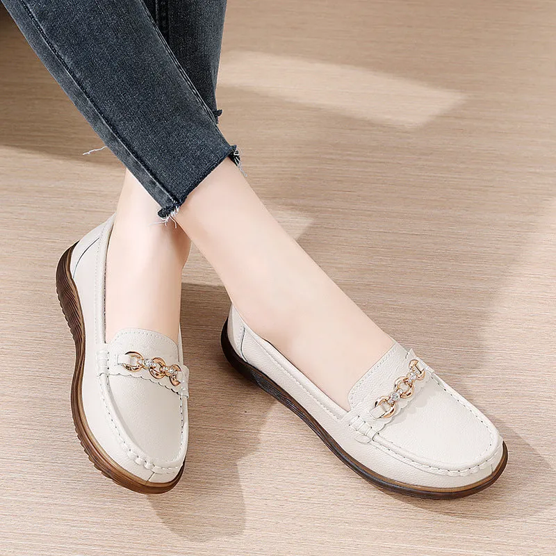 Tendon bottom flats non-slip soft sole round toe low heel 1-3cm women's casual shoes black