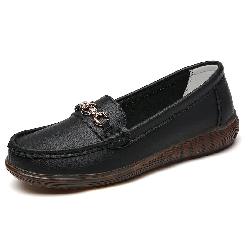 Tendon bottom flats non-slip soft sole round toe low heel 1-3cm women's casual shoes black
