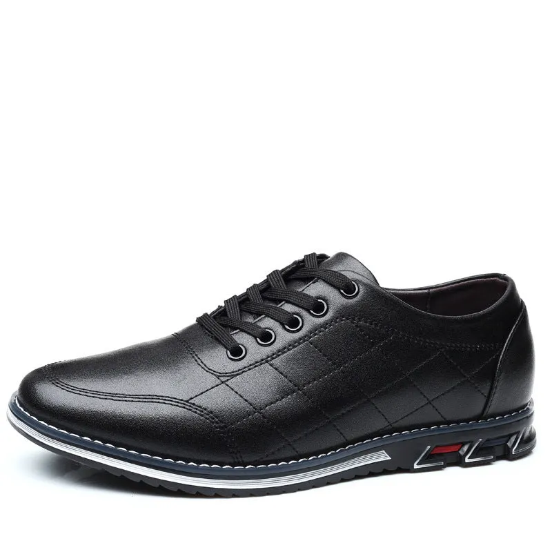 Non-slip casual sports shoes with round toe, square heel, artificial PU upper, and rubber sole in black