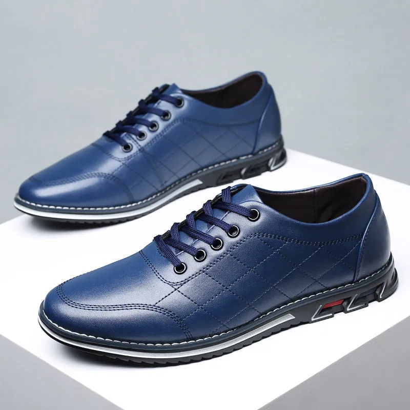 Non-slip casual sports shoes with round toe, square heel, artificial PU upper, and rubber sole in black