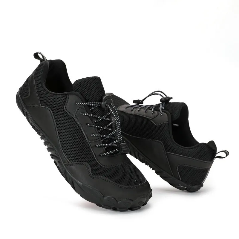Men's genuine leather mountaineering training shoes in army green