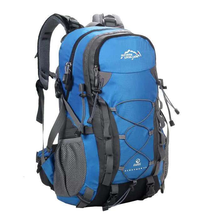 Green polyester leisure sports backpack with 35L capacity for outdoor activities