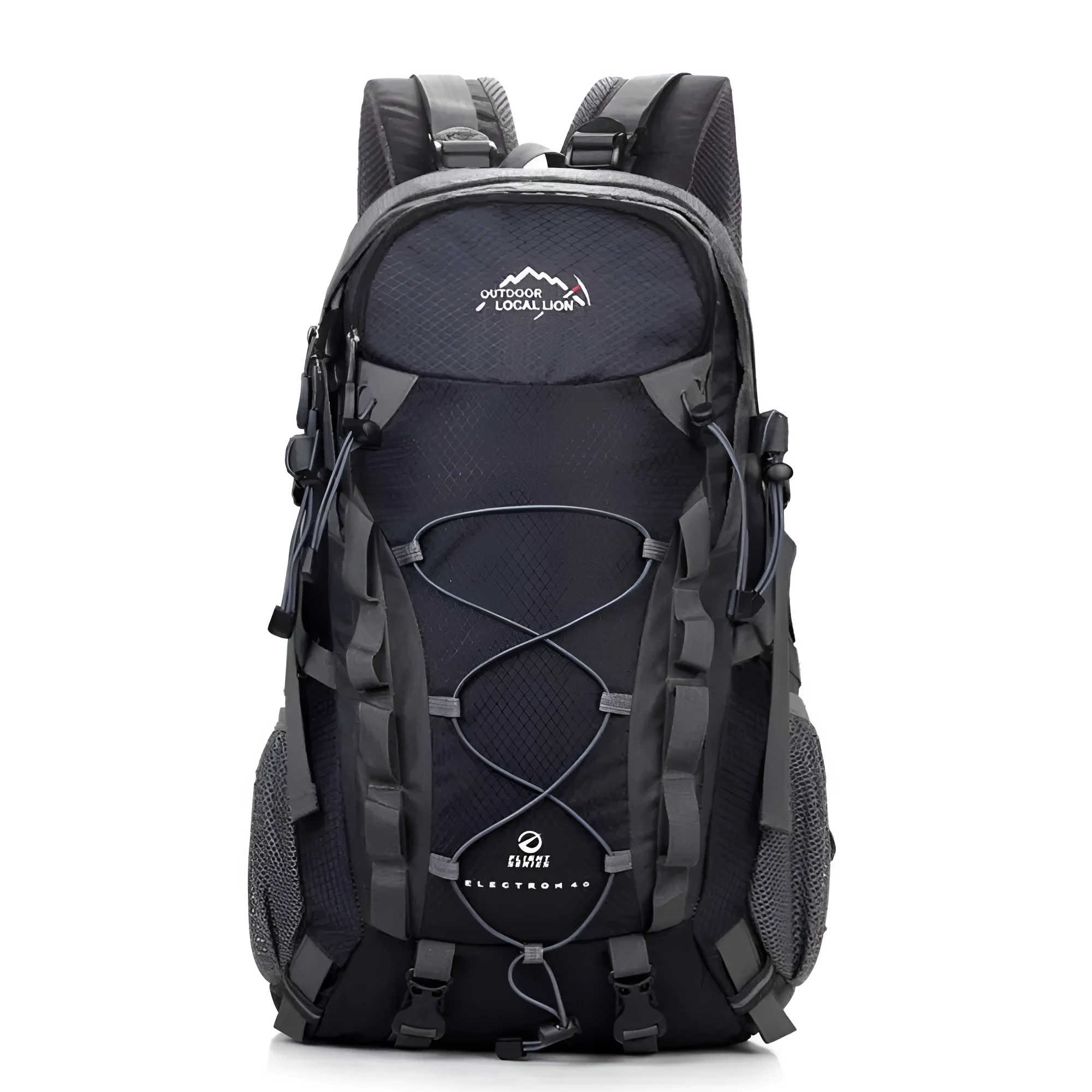 Green polyester leisure sports backpack with 35L capacity for outdoor activities