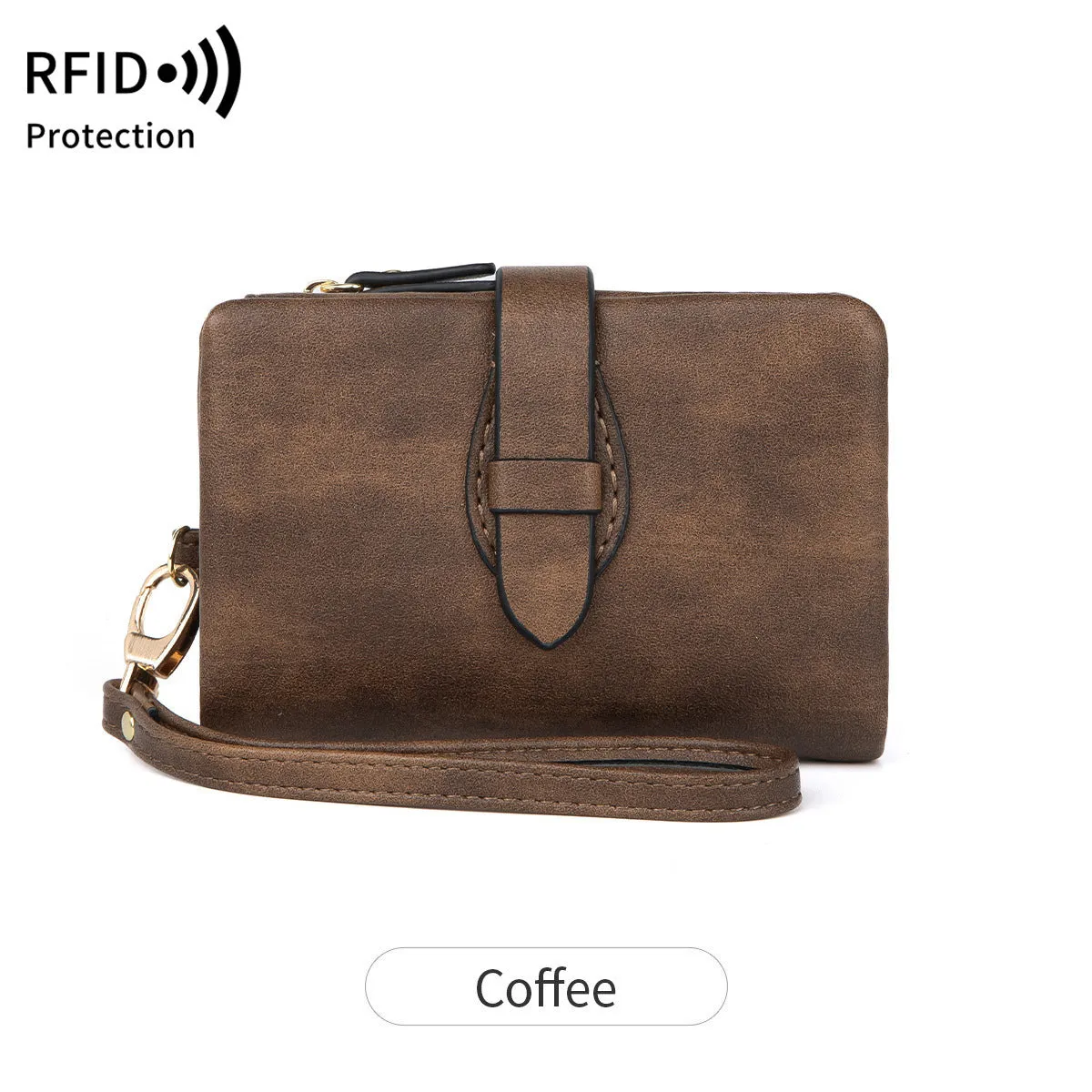 RFID blocking women's wallet in solid colour short style with soft PU material, available in multiple colours