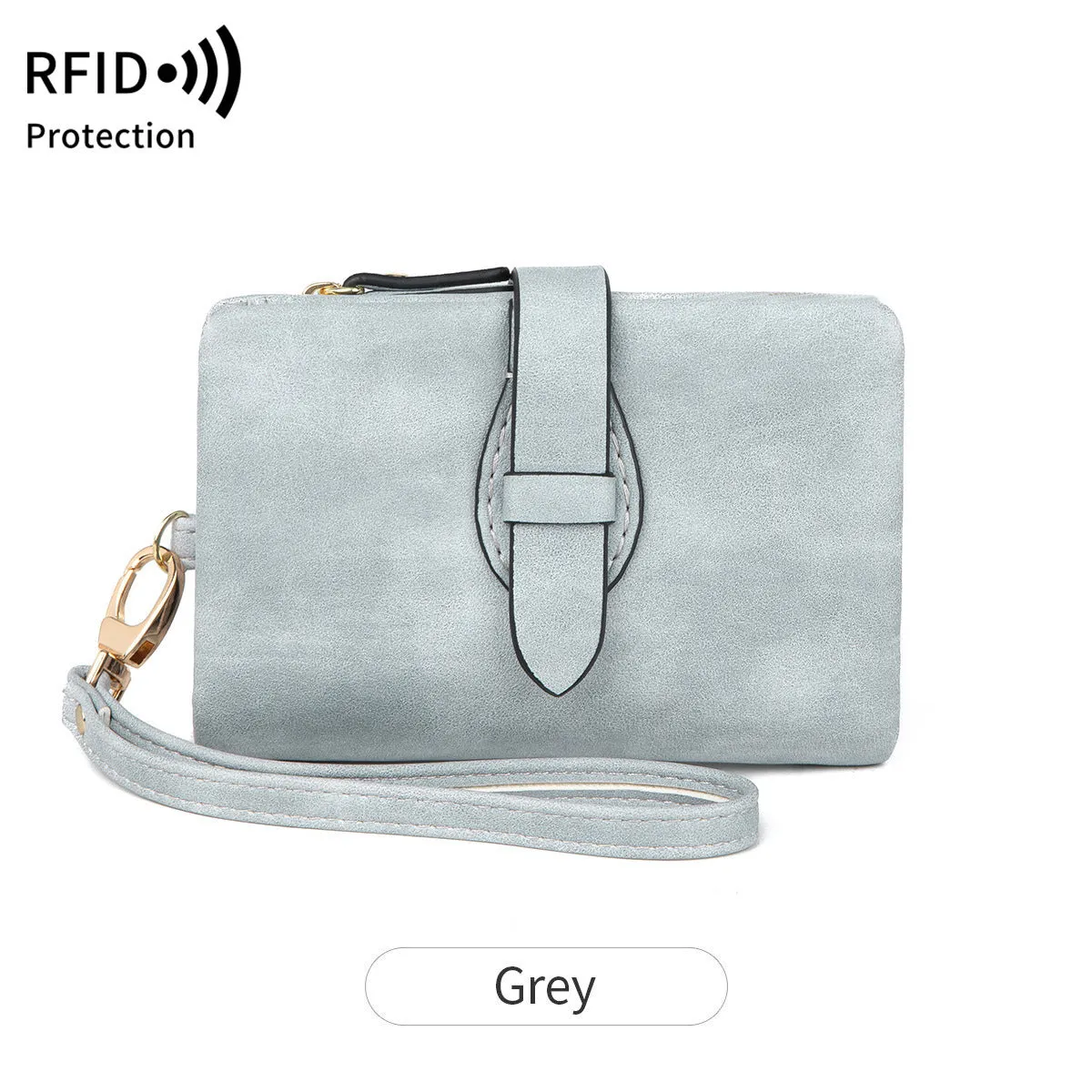 RFID blocking women's wallet in solid colour short style with soft PU material, available in multiple colours