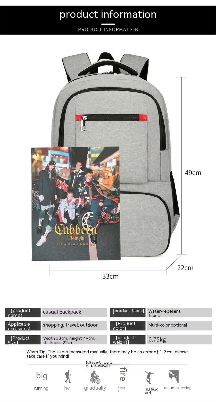 Light grey Oxford cloth insulated picnic backpack with curved shoulder straps and a pull rod belt.