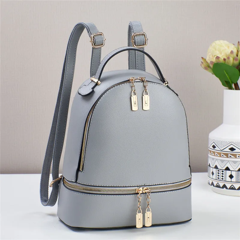 Soft leather large capacity PU travel bag 24x12x29cm in beige with sewing thread detail