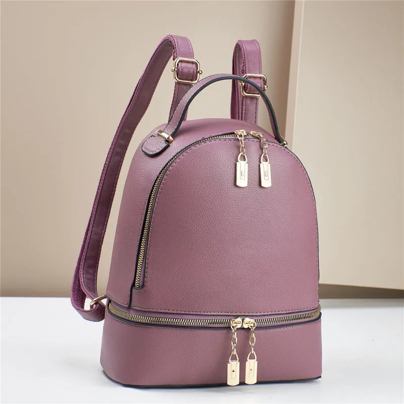 Soft leather large capacity PU travel bag 24x12x29cm in beige with sewing thread detail