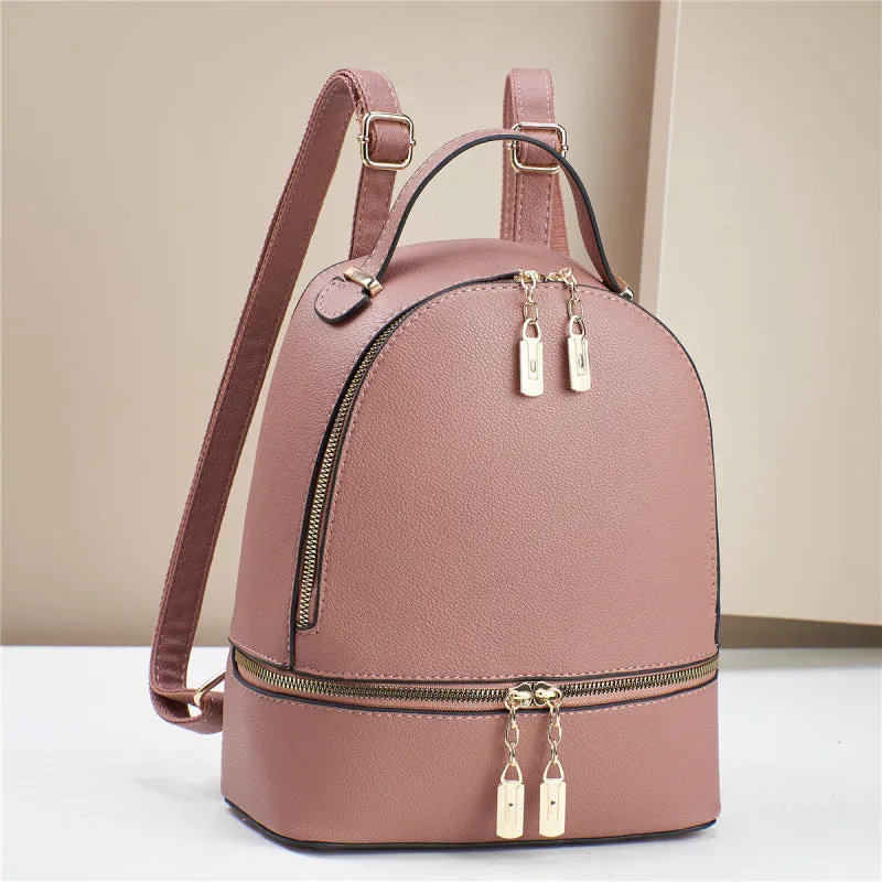 Soft leather large capacity PU travel bag 24x12x29cm in beige with sewing thread detail