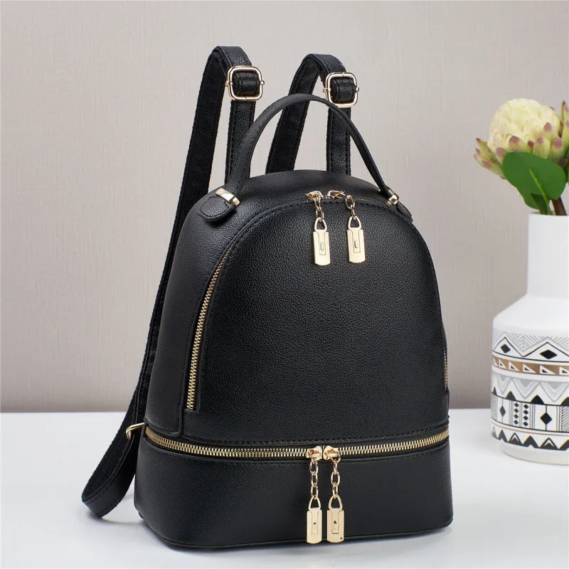 Soft leather large capacity PU travel bag 24x12x29cm in beige with sewing thread detail