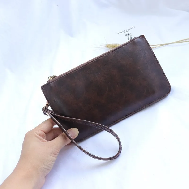 Mini touch screen phone bag with soft surface in blue, black, rose red, brown