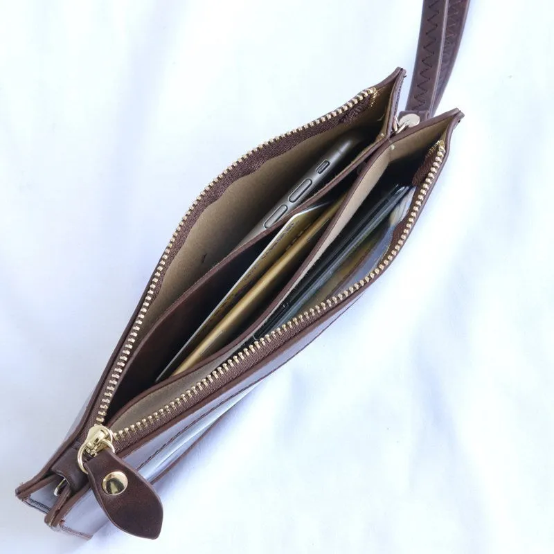 Mini touch screen phone bag with soft surface in blue, black, rose red, brown