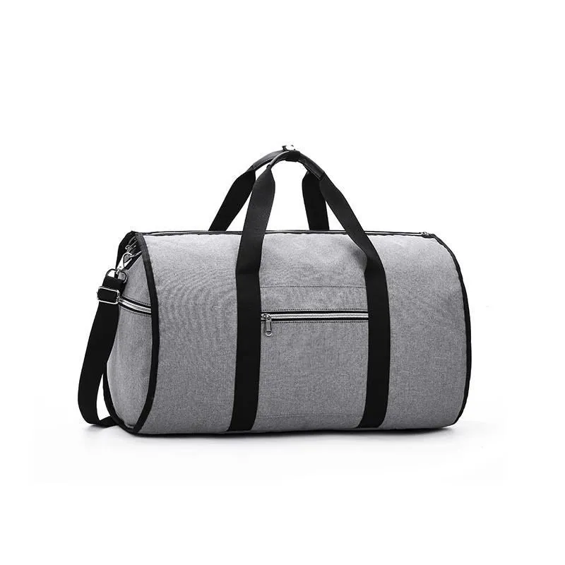 A medium-sized cylindrical travel bag in Oxford cloth, shown in black, featuring a zipper opening.
