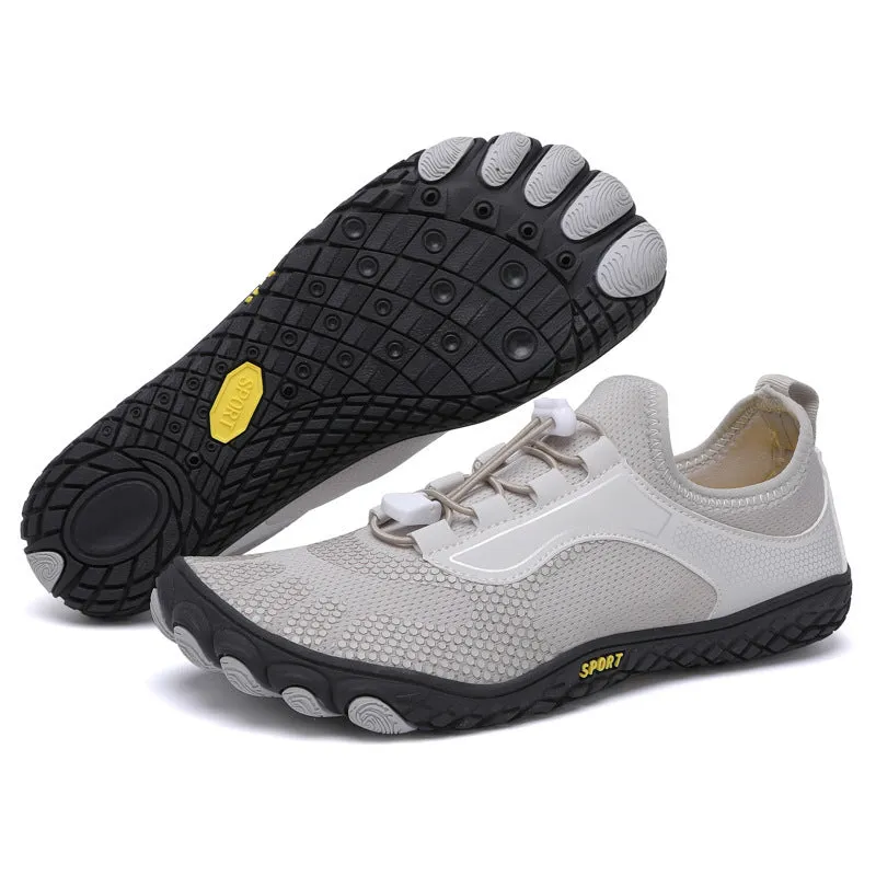 Upstream shoes with non-slip rubber sole, EVA midsole, four-sided elastic upper, low-top design in black, blue, white and black, or wine red