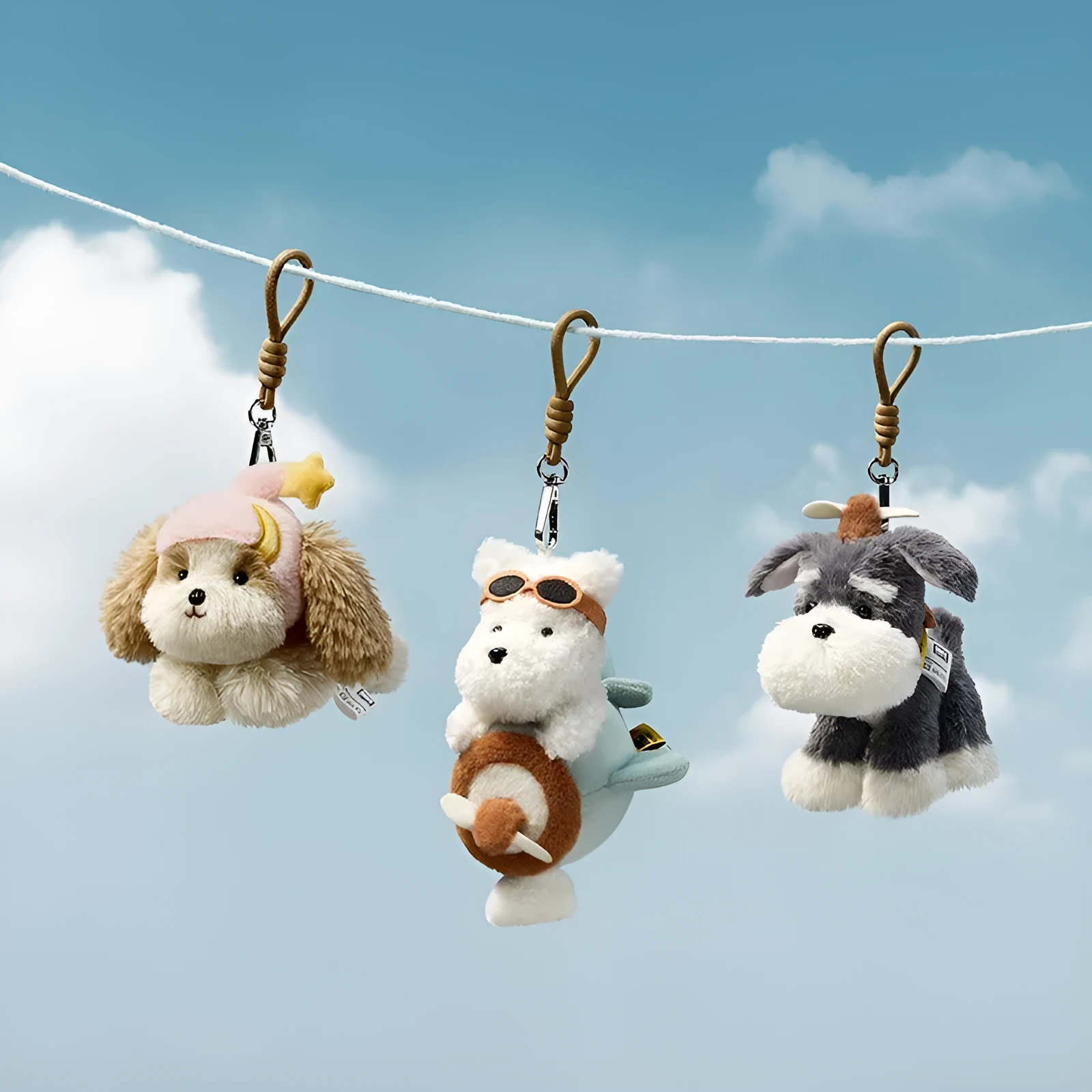 Babycare plush West Highland dog bag keychain pendant with PP cotton filling in white and brown