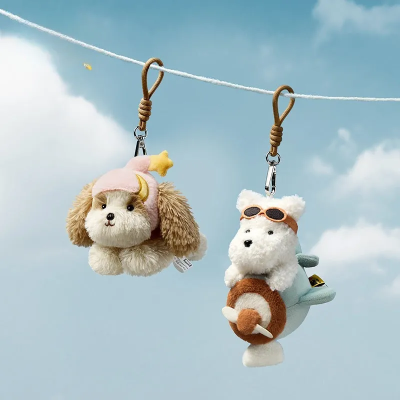 Babycare plush West Highland dog bag keychain pendant with PP cotton filling in white and brown