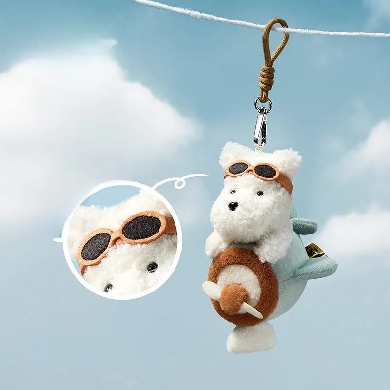 Babycare plush West Highland dog bag keychain pendant with PP cotton filling in white and brown