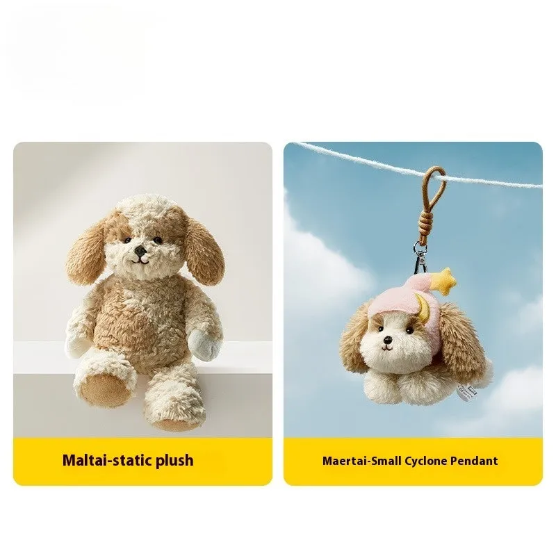 Babycare plush West Highland dog bag keychain pendant with PP cotton filling in white and brown