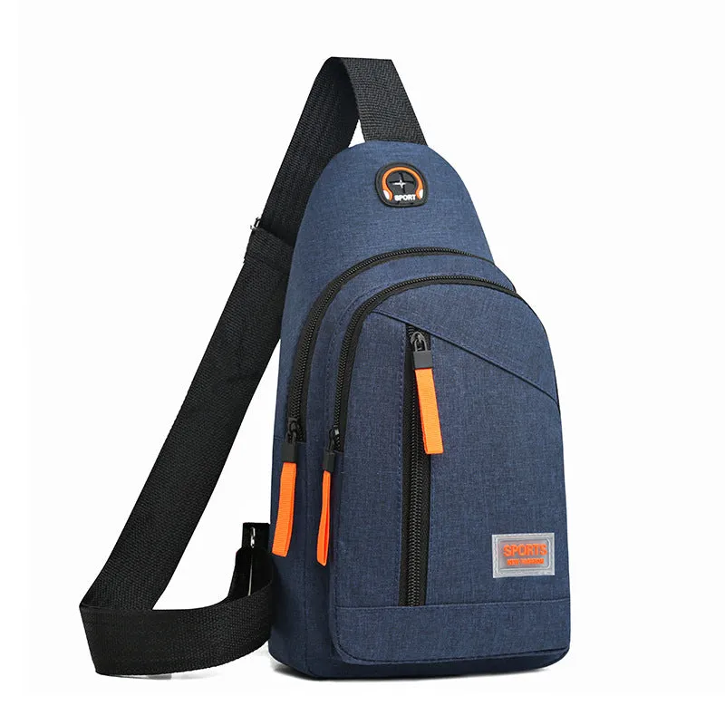 Outdoor sports riding chest bag in double black made from Oxford cloth with sewing thread detail