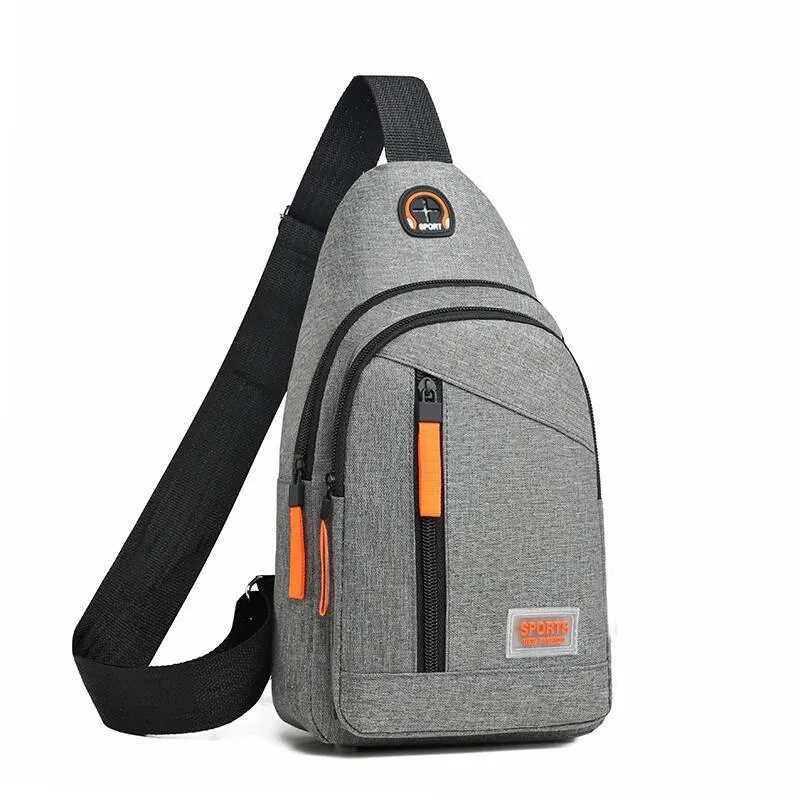 Outdoor sports riding chest bag in double black made from Oxford cloth with sewing thread detail