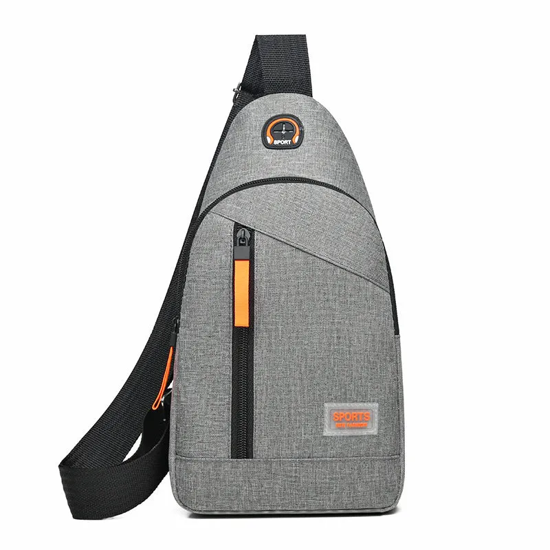 Outdoor sports riding chest bag in double black made from Oxford cloth with sewing thread detail