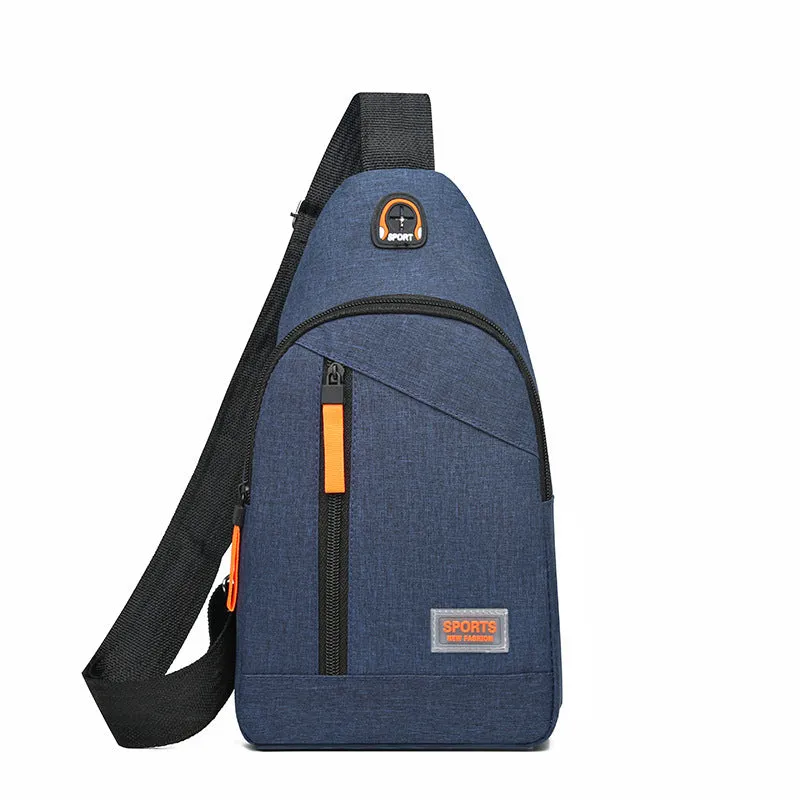 Outdoor sports riding chest bag in double black made from Oxford cloth with sewing thread detail