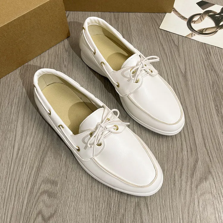 Men's fall casual leather shoes British style round toe flat heel metal accents black colour artificial PU upper