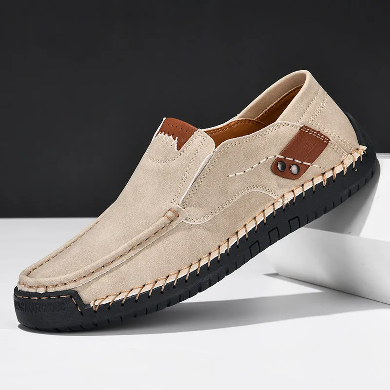 Men's business casual shoes with breathable microfiber upper, round toe, and lace-up closure available in multiple colours