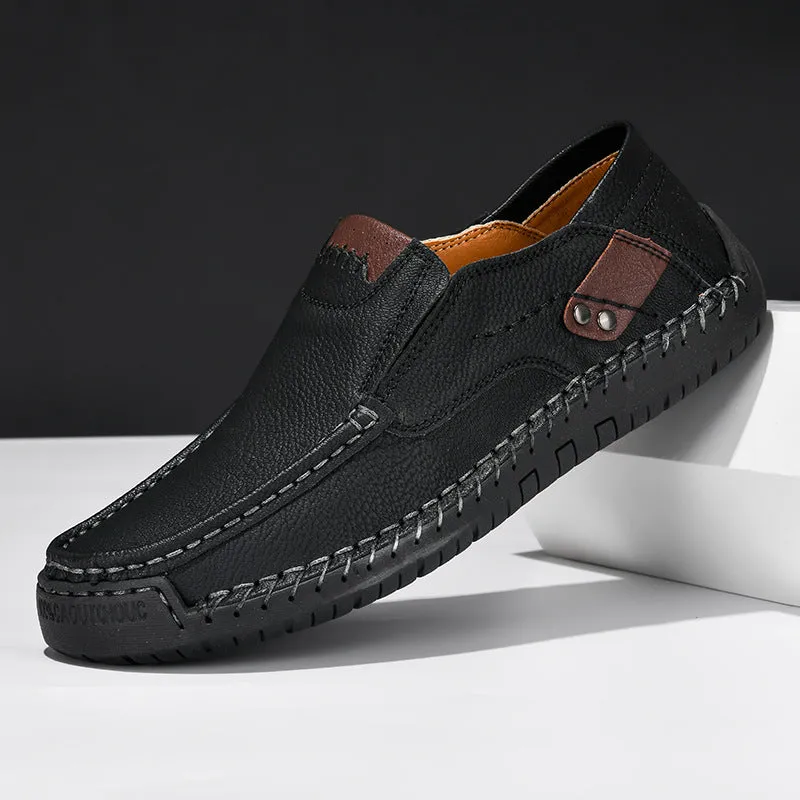 Men's business casual shoes with breathable microfiber upper, round toe, and lace-up closure available in multiple colours