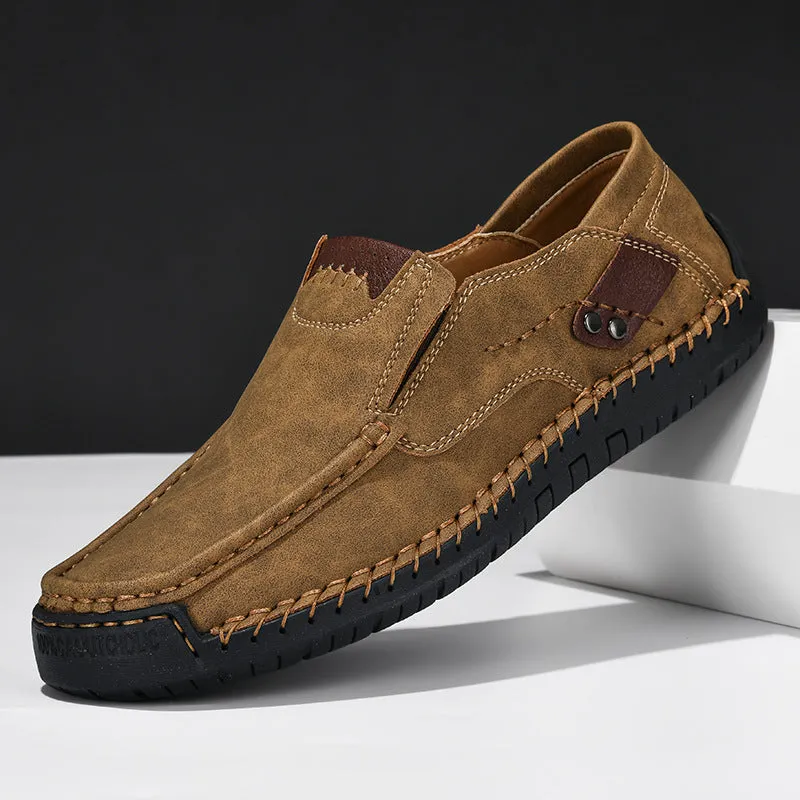 Men's business casual shoes with breathable microfiber upper, round toe, and lace-up closure available in multiple colours
