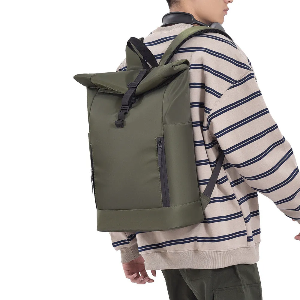 New simple casual wearproof durable backpack computer bag in solid colour with Oxford cloth exterior