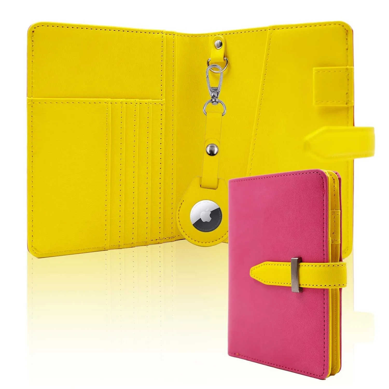 Solid colour waterproof travel card holder with clip, available in black, blue, brown, green, rose red