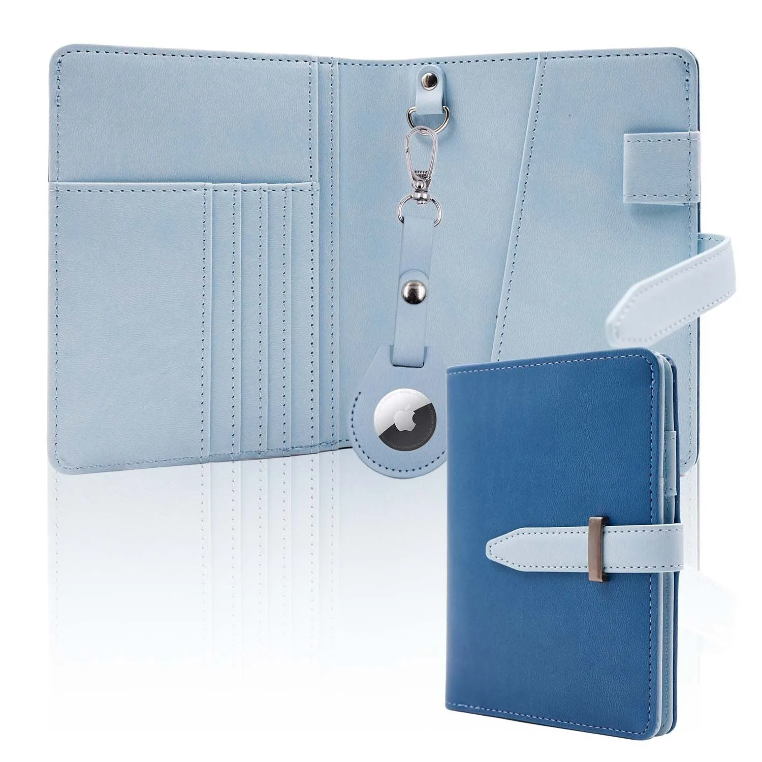Solid colour waterproof travel card holder with clip, available in black, blue, brown, green, rose red