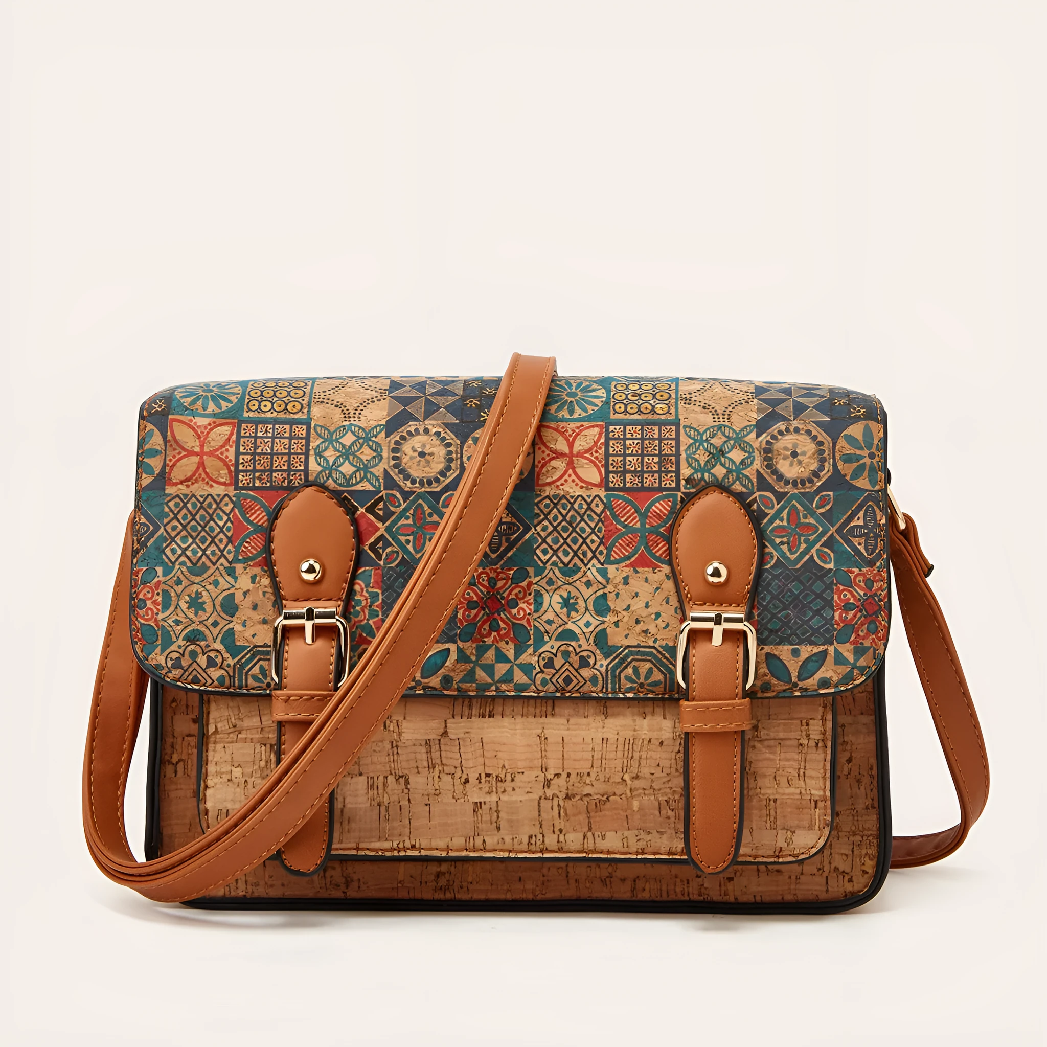 Women's printed crossbody bag in large capacity design with one shoulder strap