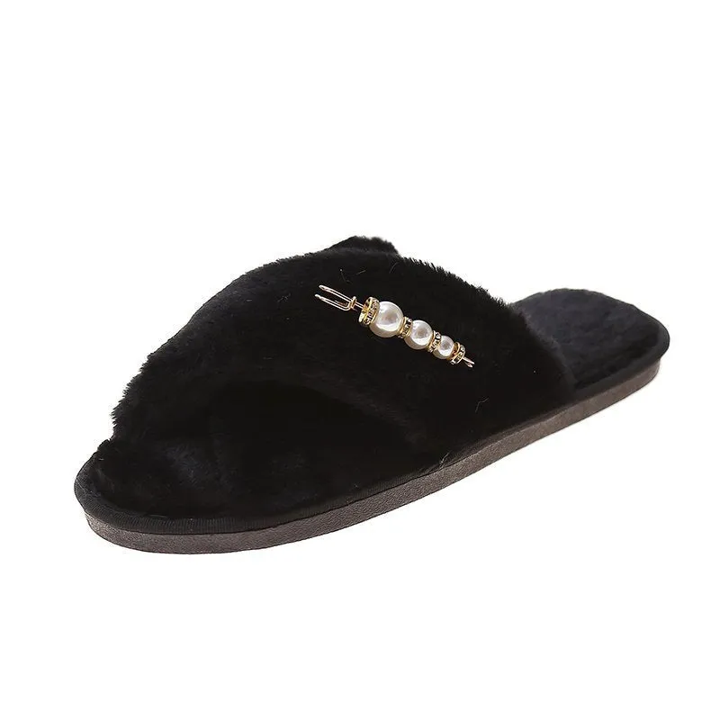 New cross cotton slippers with flocked upper and rubber sole, available in multiple colours for home use