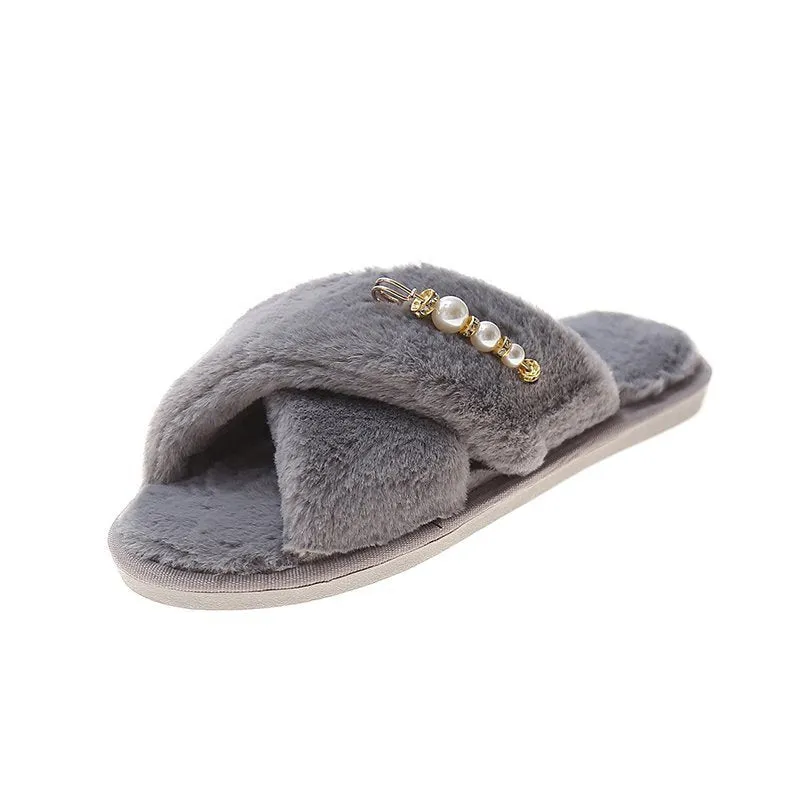 New cross cotton slippers with flocked upper and rubber sole, available in multiple colours for home use