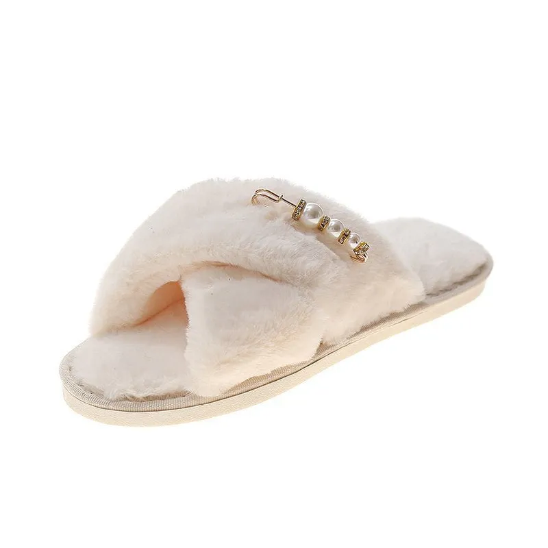 New cross cotton slippers with flocked upper and rubber sole, available in multiple colours for home use