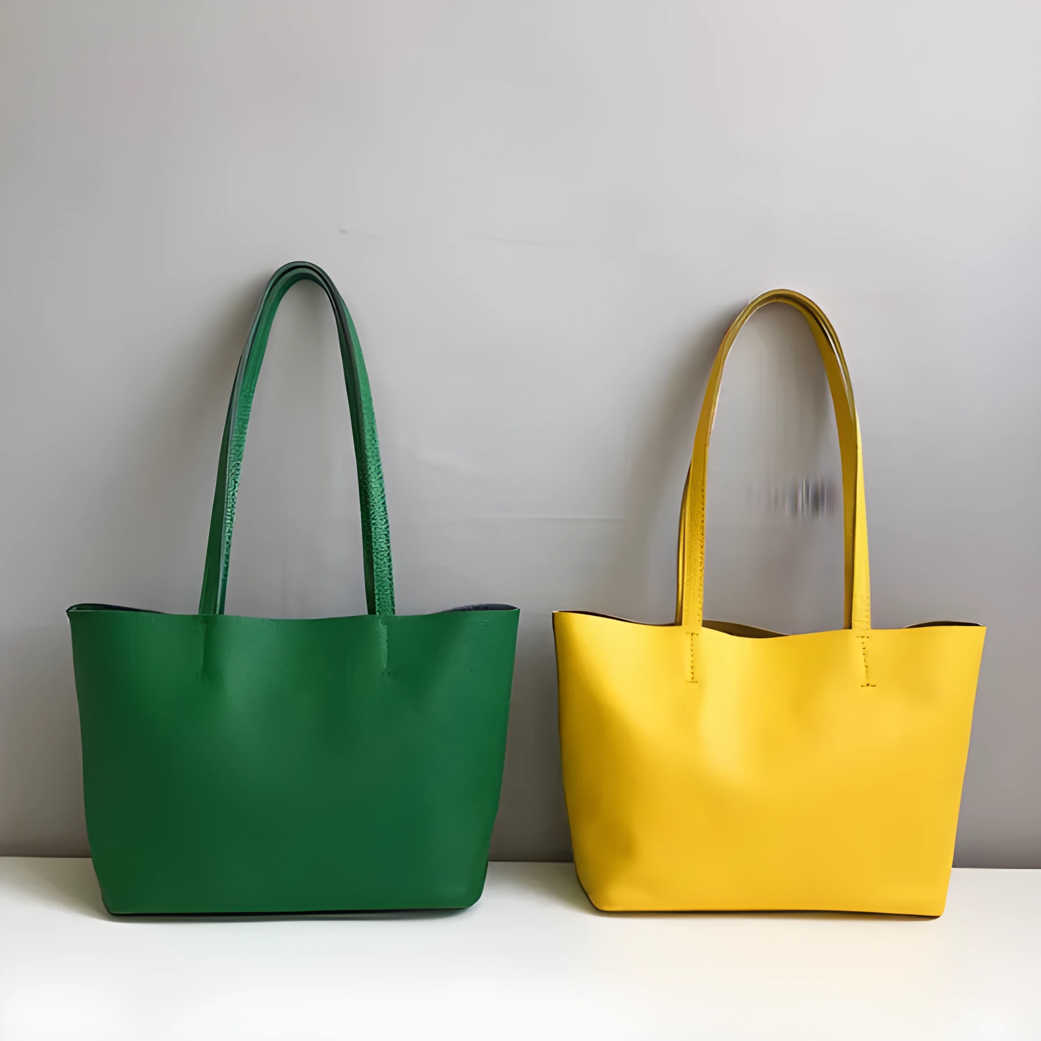 Lightweight medium cowhide leather tote bag for women with zip closure and double joint shoulder strap