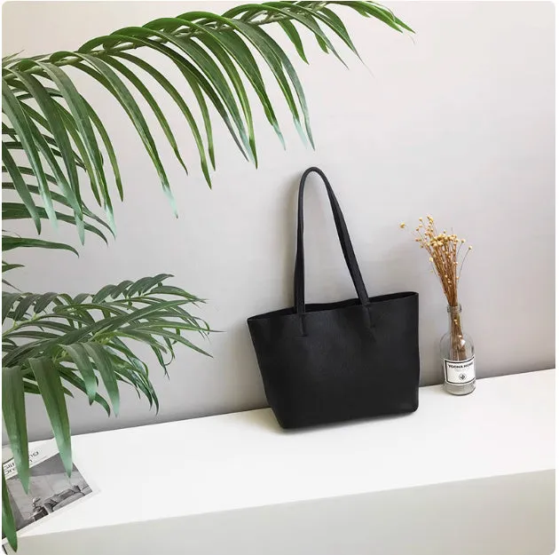 Lightweight medium cowhide leather tote bag for women with zip closure and double joint shoulder strap