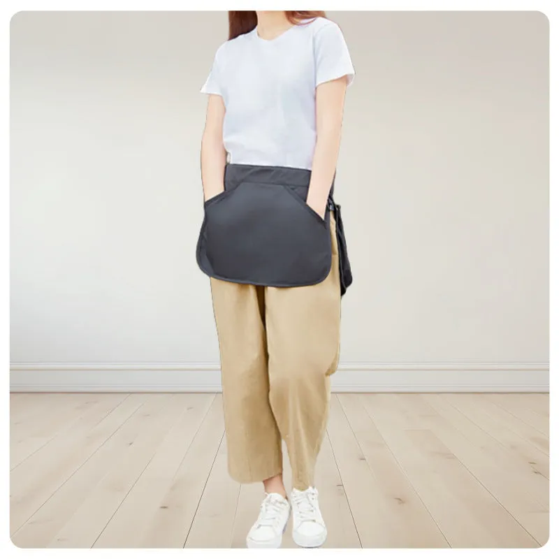 Men's solid colour polyester waist bag with multiple pockets in army green