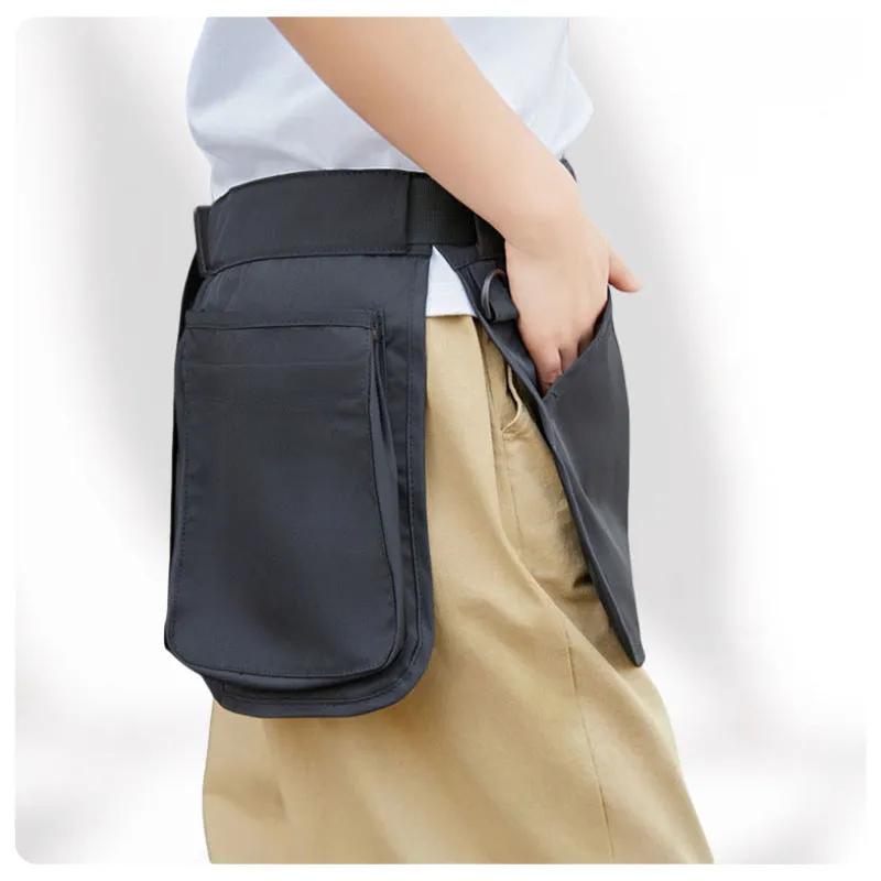 Men's solid colour polyester waist bag with multiple pockets in army green