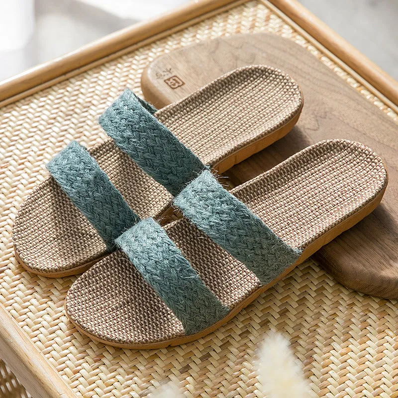 Women's indoor non-slip platform flip-flops with linen upper, available in multiple colours, size 35-40