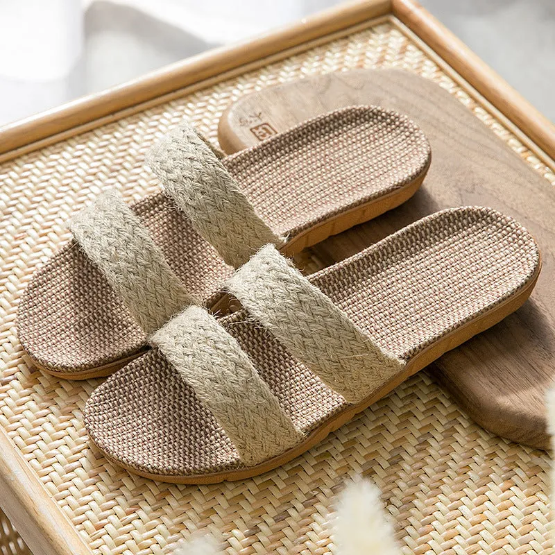 Women's indoor non-slip platform flip-flops with linen upper, available in multiple colours, size 35-40