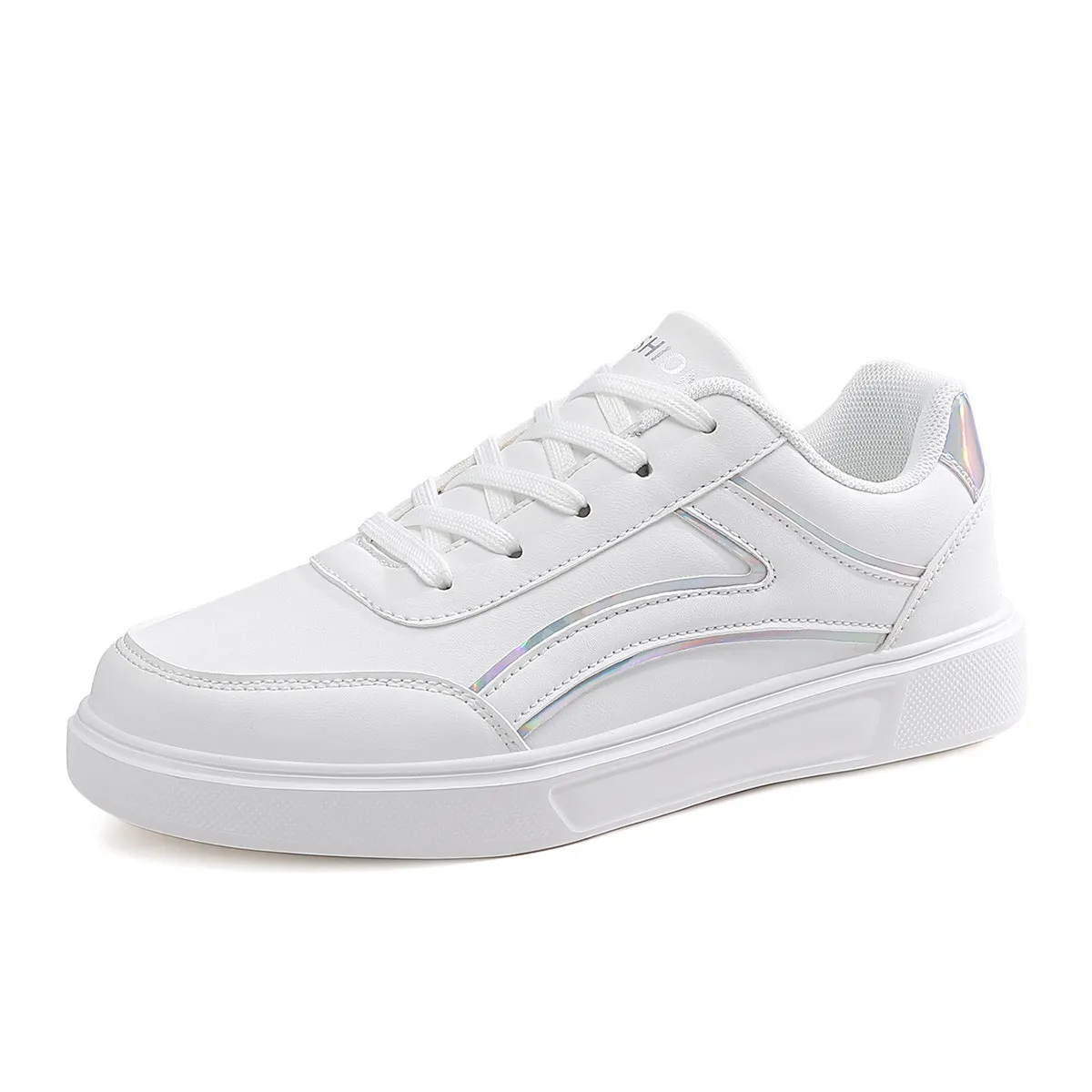 Plus size female board shoes with breathable mesh upper and rubber sole in solid colour low top style